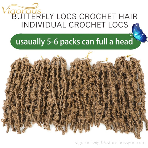 Vigorous attachments butterfly crochet faux locs jumbo braids for african hair wholesale pre stretched synthetic braiding hair